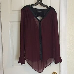 Rock & Republic maroon sheer blouse Size S